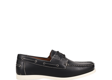 Μαύρο ανδρικό παπούτσι boat shoe - MIGATO - 