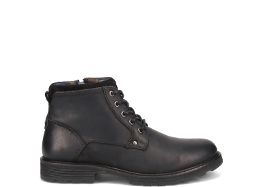 Μαύρο δερμάτινο ανδρικό μποτάκι - MIGATO - 