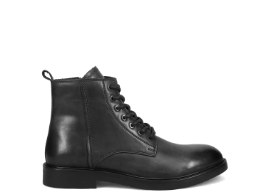 Μαύρο δερμάτινο ανδρικό μποτάκι - MIGATO - 