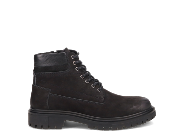 Μαύρο δερμάτινο ανδρικό μποτάκι - MIGATO - 