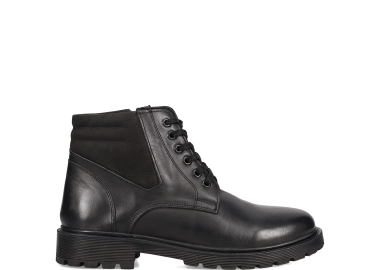 Μαύρο δερμάτινο ανδρικό μποτάκι - MIGATO - 