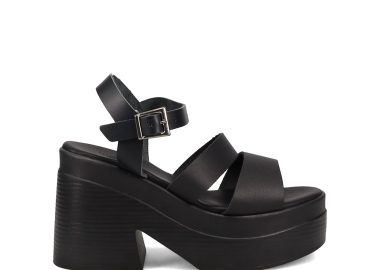 Μαύρο δερμάτινο chunky πέδιλο - MIGATO - 