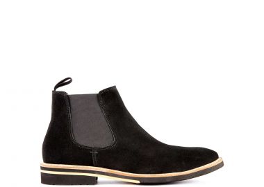 Μαύρο δερμάτινο καστόρι ανδρικό μποτάκι - MIGATO - 