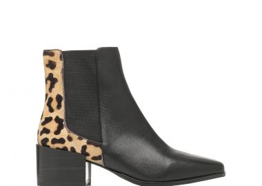 Μαύρο δερμάτινο λεοπάρ μποτάκι - MIGATO - 