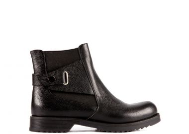 Μαύρο δερμάτινο μποτάκι - MIGATO - 