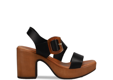 Μαύρο δερμάτινο πέδιλο - MIGATO - 