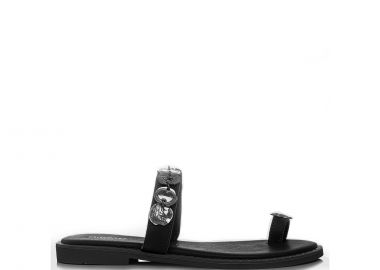 Μαύρο δερμάτινο σανδάλι - MIGATO - 