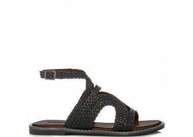 Μαύρο δερμάτινο σανδάλι - MIGATO - 