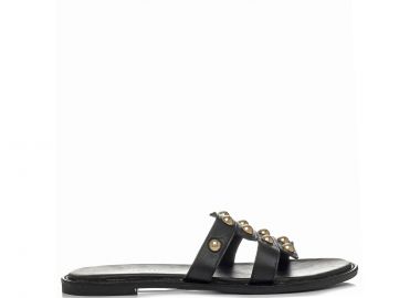 Μαύρο δερμάτινο σανδάλι - MIGATO - 