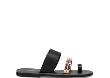 Μαύρο δερμάτινο σανδάλι - MIGATO - 