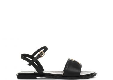 Μαύρο δερμάτινο σανδάλι με αγκράφα - MIGATO - 