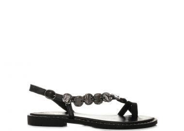 Μαύρο δερμάτινο σανδάλι με διακόσμηση - MIGATO - 