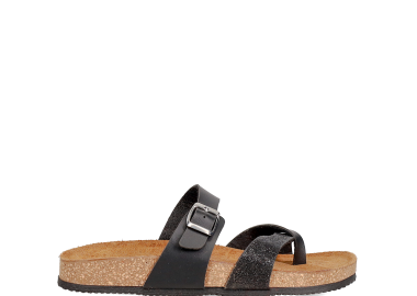 Μαύρο footbded sandal - EASY WALK - 