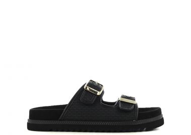 Μαύρο footbed σανδάλι - SJ - 