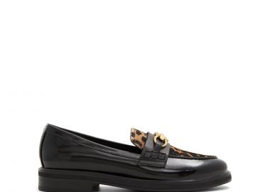 Μαύρο λεοπάρ δερμάτινο loafer BISSOM - ALDO - 