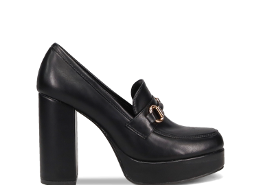 Μαύρο loafer με ψηλό τακούνι - MIGATO - 