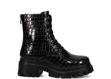 Μαύρο λουστρινένιο κροκό αρβυλάκι - MIGATO - 