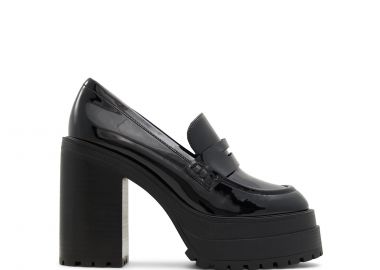Μαύρο λουστρινένιο loafer με ψηλό τακούνι BIGSOUL - ALDO - 