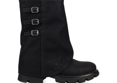 Μαύρο μποτάκι με γκέτα - MIGATO - 