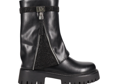 Μαύρο μποτάκι με γκέτα - MIGATO - 