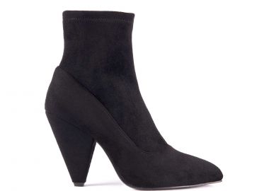 Μαύρο μποτάκι με κωνικό τακούνι - MIGATO - 