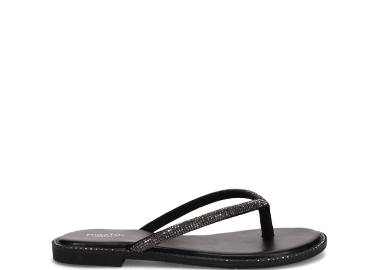 Μαύρο σανδάλι δίχαλο με στρας - MIGATO - 