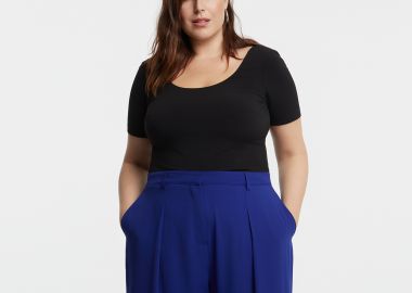 Μαύρο τοπ με στρογγυλή λαιμόκοψη - MAT FASHION - 