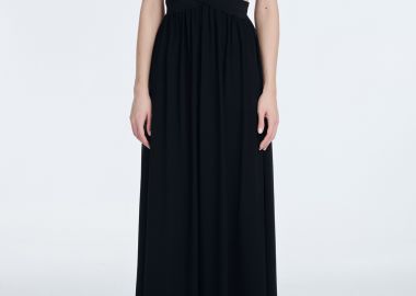Maxi Dress with Chiffon Skirt in Black - Cutcuutur - 