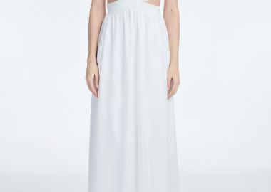 Maxi Dress with Chiffon Skirt in White - Cutcuutur - 