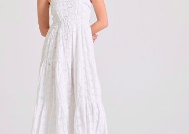 Μάξι embroidery φόρεμα με βολάν - FUNKY BUDDHA - 