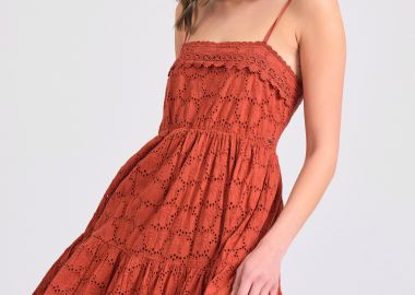 Μάξι embroidery φόρεμα με βολάν - FUNKY BUDDHA - 