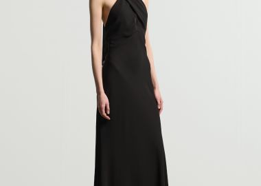 Μάξι εξώπλατο φόρεμα σταυρωτό στο στήθος με λοξό κόψιμο - 5206179018838 -  - 