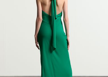 Μάξι εξώπλατο φόρεμα σταυρωτό στο στήθος με λοξό κόψιμο - 5206179018883 -  - 