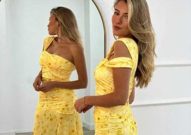 ΜΑΞΙ ΦΛΟΡΑΛ ΚΙΤΡΙΝΟ ΦΟΡΕΜΑ - ALVA - sense-shop - 