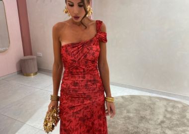 ΜΑΞΙ ΦΛΟΡΑΛ ΚΟΚΚΙΝΟ ΦΟΡΕΜΑ - ALVA - sense-shop - 