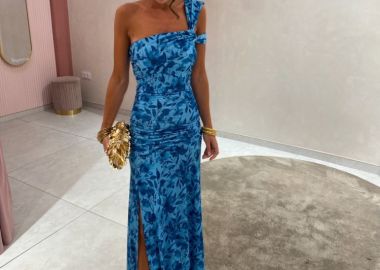 ΜΑΞΙ ΦΛΟΡΑΛ ΜΠΛΕ ΦΟΡΕΜΑ - ALVA - fashionroom - 