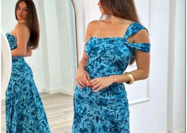 ΜΑΞΙ ΦΛΟΡΑΛ ΜΠΛΕ ΦΟΡΕΜΑ - ALVA - sense-shop - 