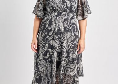 Μάξι φόρεμα εμπριμέ λαχούρια με λάμψη lurex -  - 