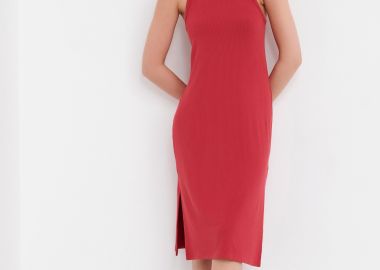 Maxi φόρεμα με σκίσιμο στο πλάι - FUNKY BUDDHA - 