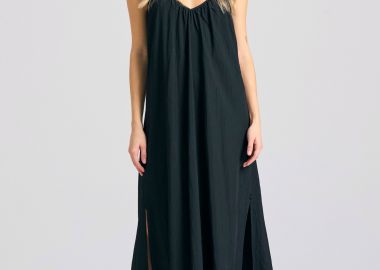 Μάξι φόρεμα με ζώνη στη μέση - FUNKY BUDDHA - 