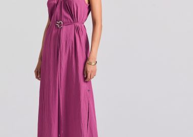 Μάξι φόρεμα με ζώνη στη μέση - FUNKY BUDDHA - 