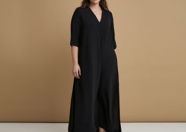 Maxi φόρεμα V κρεπ airwashed - MAT FASHION - 