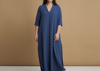 Maxi φόρεμα V κρεπ airwashed - MAT FASHION - 