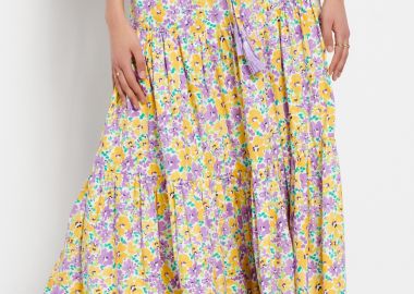 Maxi φούστα με floral all over τύπωμα - FUNKY BUDDHA - 