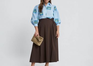 Maxi φούστα ποπλίνα με ζώνη στη μέση - MAT FASHION - 