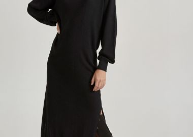 Maxi πλεκτό φόρεμα από μαλλί και κασμίρ - FUNKY BUDDHA - 