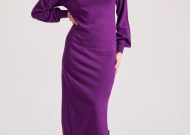 Maxi πλεκτό φόρεμα από μαλλί και κασμίρ - FUNKY BUDDHA - 