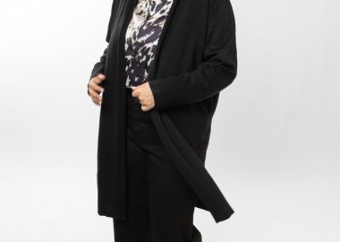 Maxi ριμπ πλεκτή ζακέτα σε μαύρο χρώμα -  - 