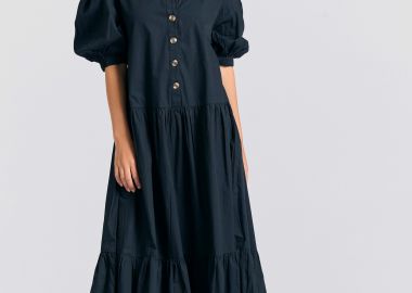 Μάξι σεμιζιέ φόρεμα με βολάν - FUNKY BUDDHA - 