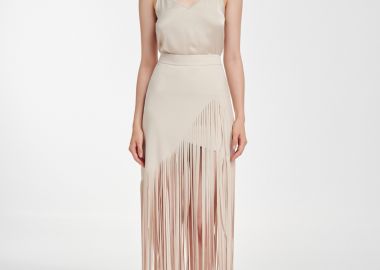 Maxi Wrap Skirt in Beige - Cutcuutur - 